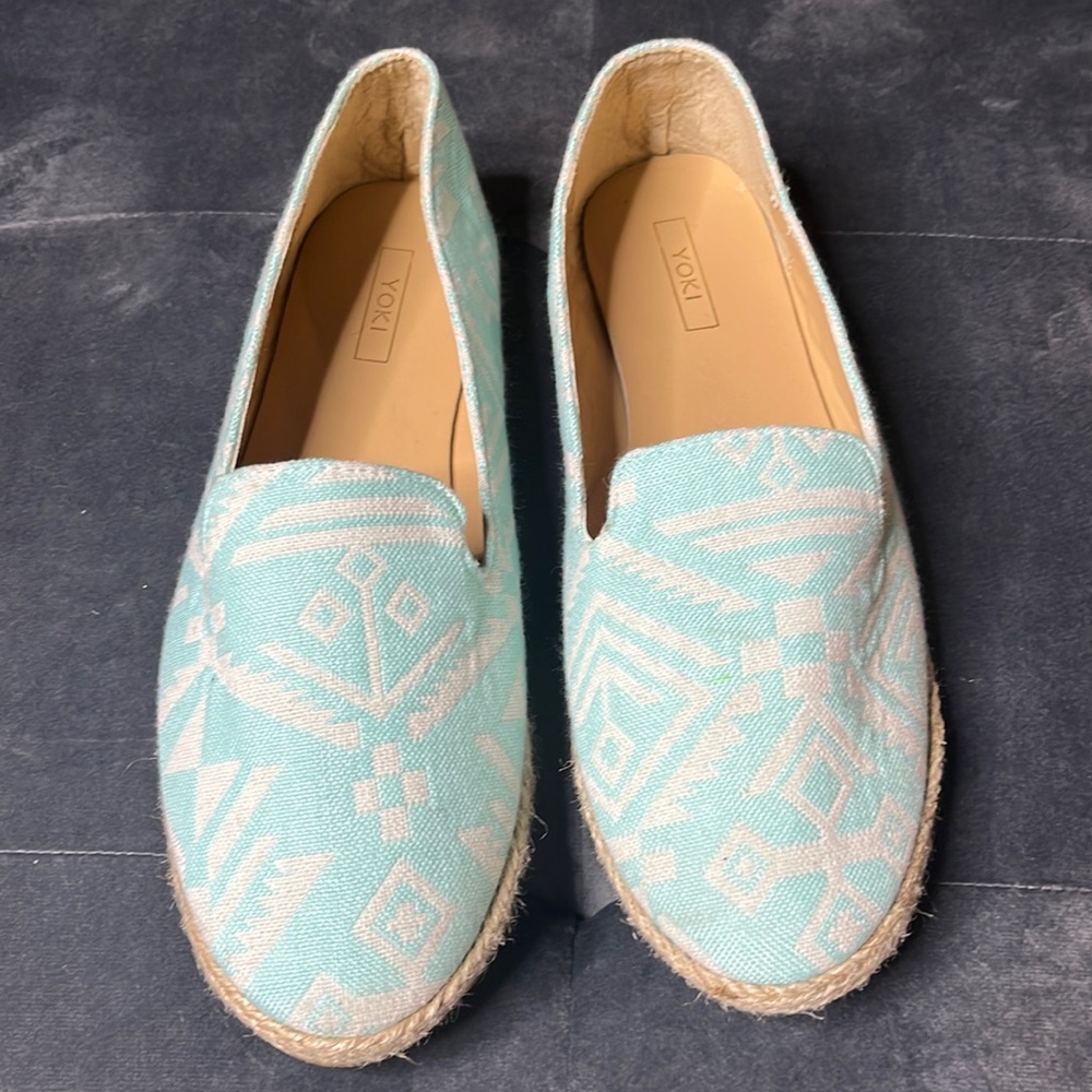 Blue and white flats
